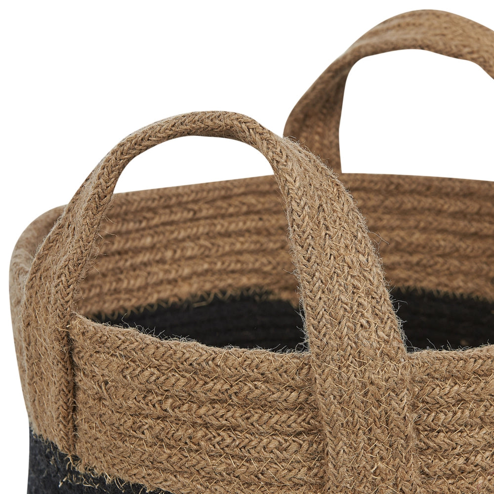 Set di 2 cestini in iuta beige e nero con motivo a strisce Accessori per la conservazione Boho