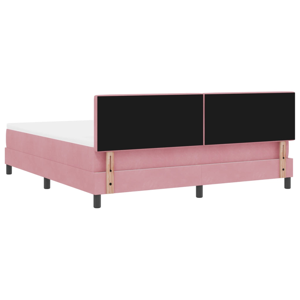 Letto con Rete e Materasso Rosa Super King in Velluto