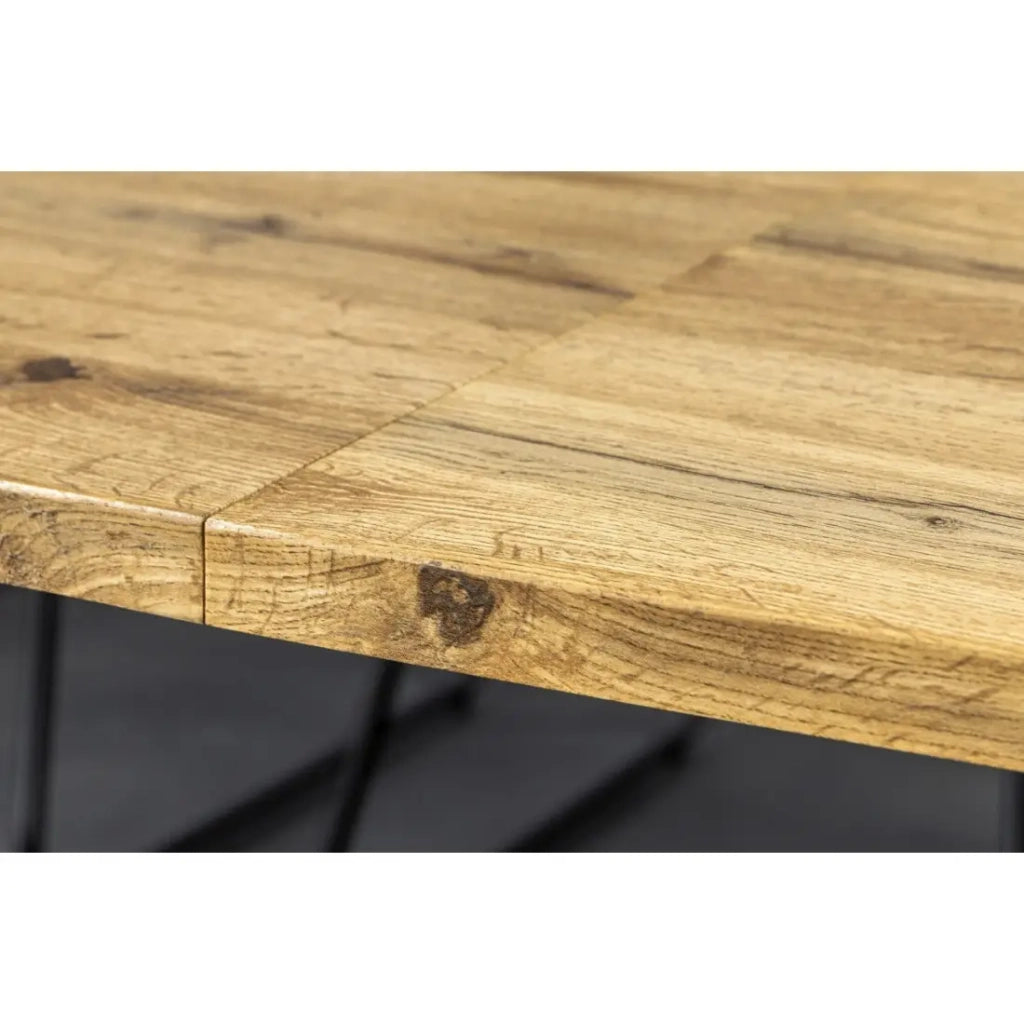 Tavolo da pranzo RIVET estensibile fino a 220 cm - Legno e metallo nero - Stile industriale