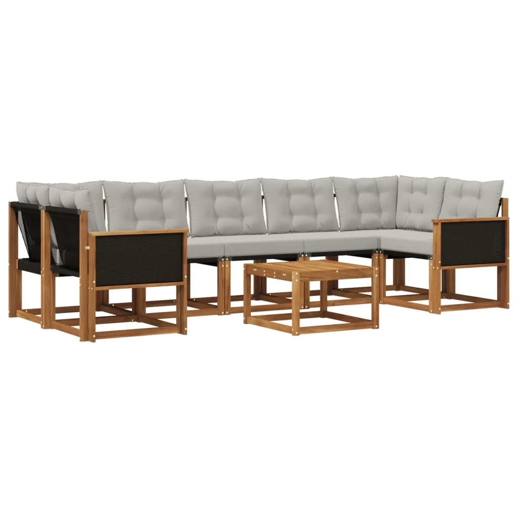 Set di divani da esterno 8 pcs Naturale e Grigio Chiaro 3381831