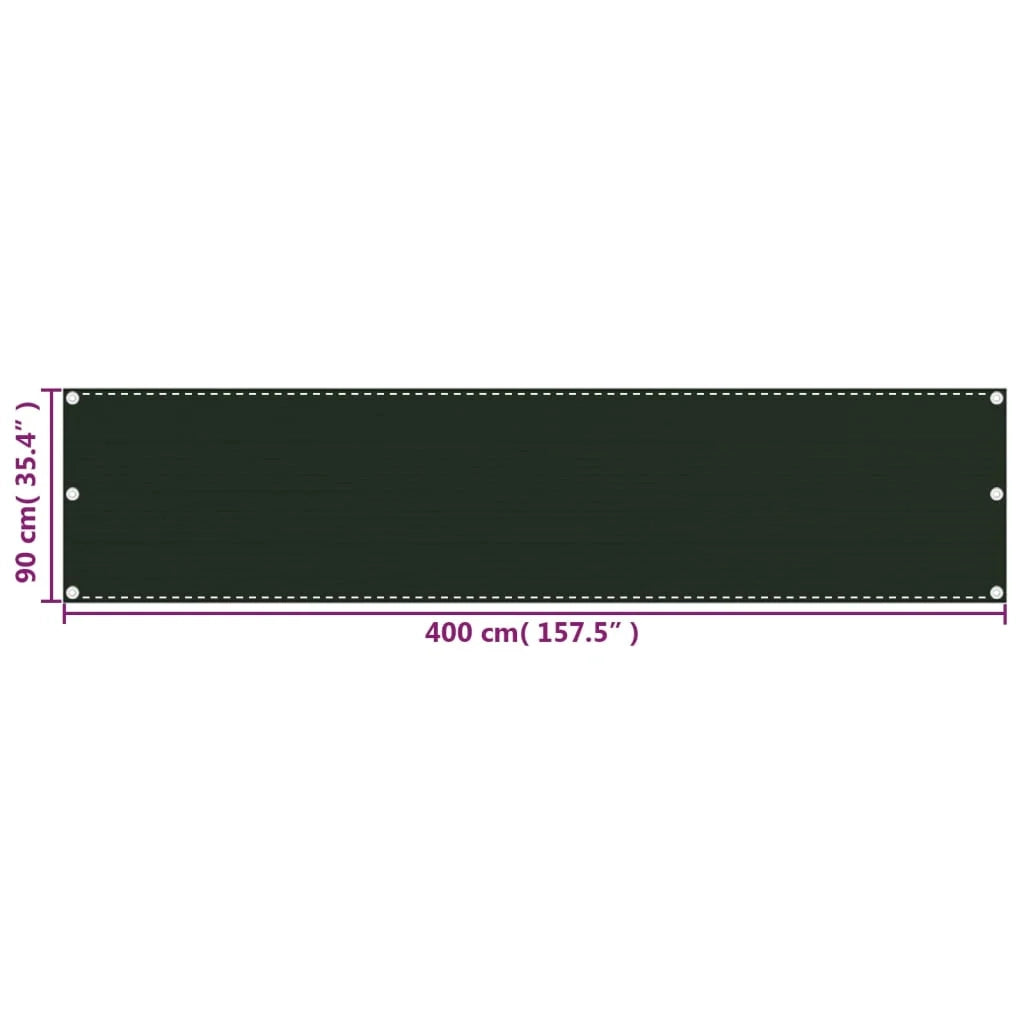 Schermo per balcone schermo per la privacy 90 x 400 cm HDPE verde scuro 02_0010448