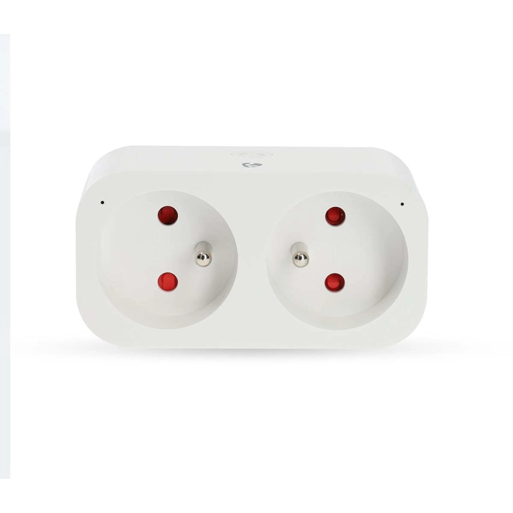 Presa doppia SmartLife IP21 Wattmeter 3680W Tipo E Wi-Fi Connected Francia Bianco Nedis