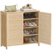 Armadio per Scarpe in Bamb¨´ ¨C Zephmum ¨C Porte a Persiana, Capacit¨¤ 14 Pares, Natural