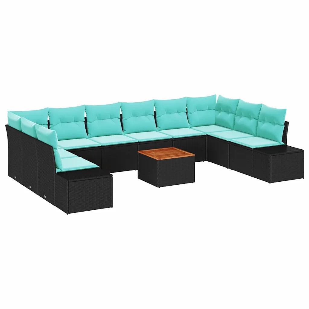 Set Divano da Giardino 11 pz Nero polyrattan 3348012