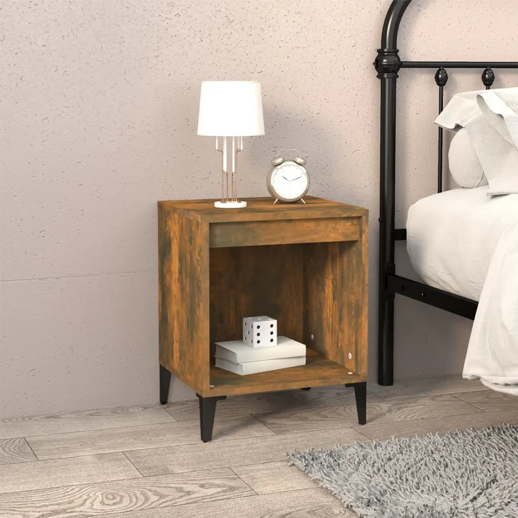 Comodino | Armadio da Notte | Mobiletto da notte Rovere Fumo 40x35x50 cm