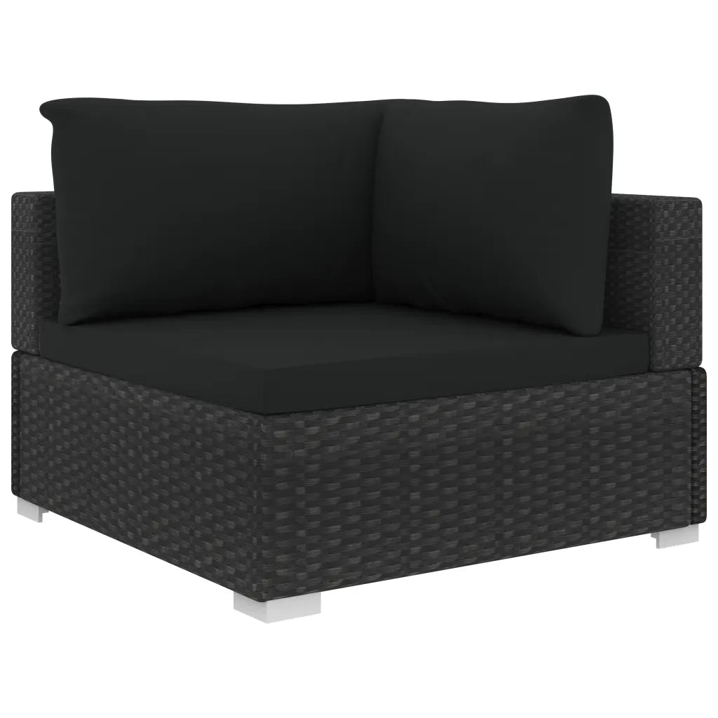 Set Divani da Giardino 4 pz con Cuscini in Polyrattan Nero 46780