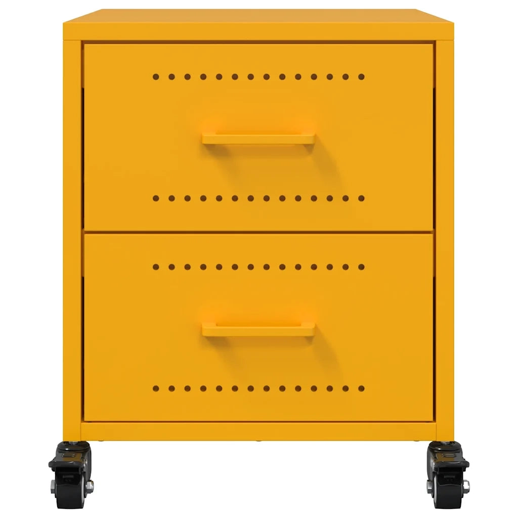 Comodini 2 pz Giallo Senape 36x39x43,5 cm in Acciaio 846633