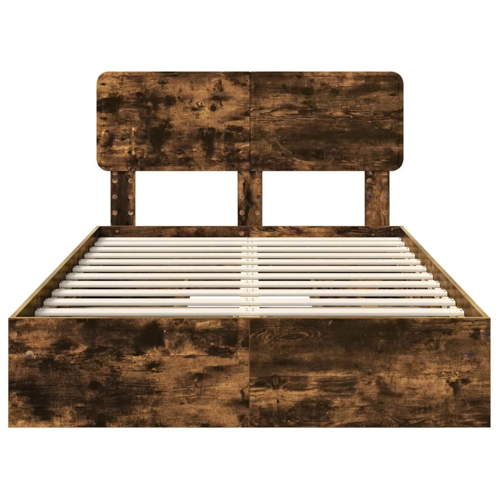 Letto con Contenitore con testiera Rovere fumé 135 x 190 cm 3412287