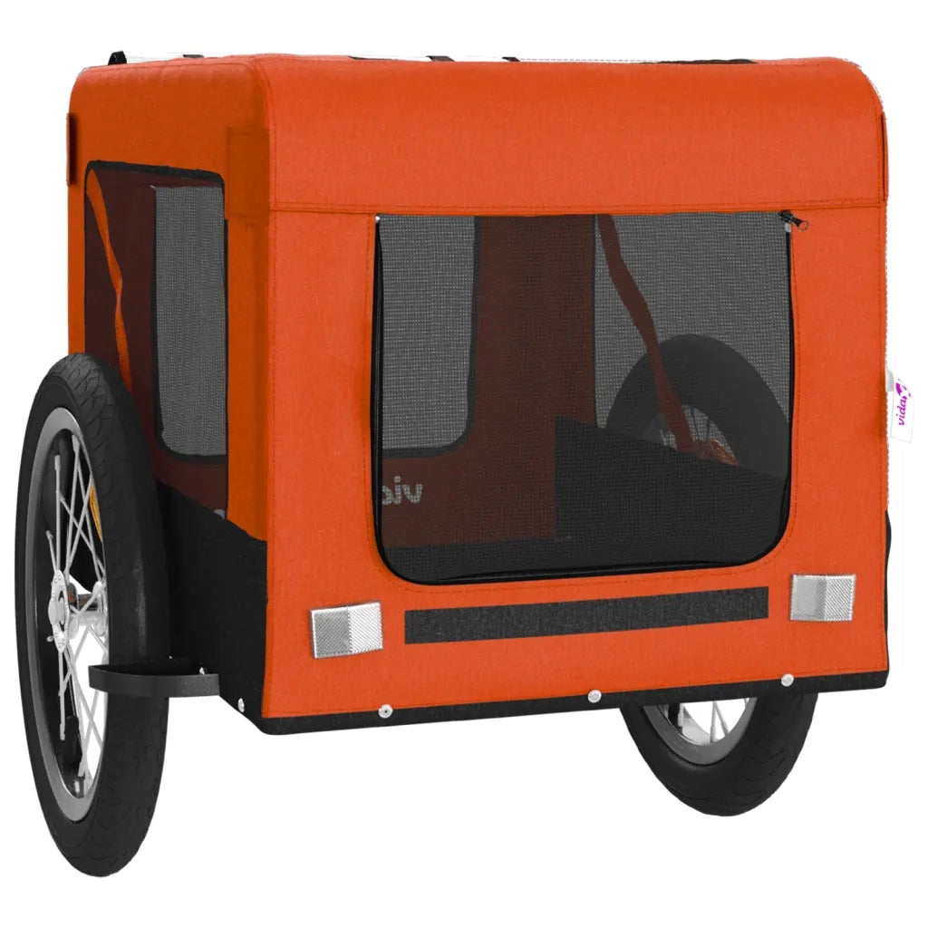 Rimorchio da Bici per Animali Arancione e Nero Oxford e Ferro CFW3358555
