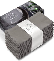 Serviette di cotone ecologico - Set da 12 - Lavabile - Serviette di cotone 100% - C. 45cm x 45cm - Grigio