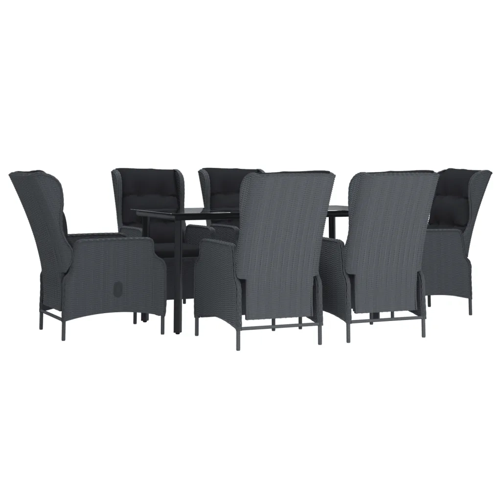 Set da Pranzo da Giardino 7 pz Grigio Scuro in Polyrattan cod mxl 47375