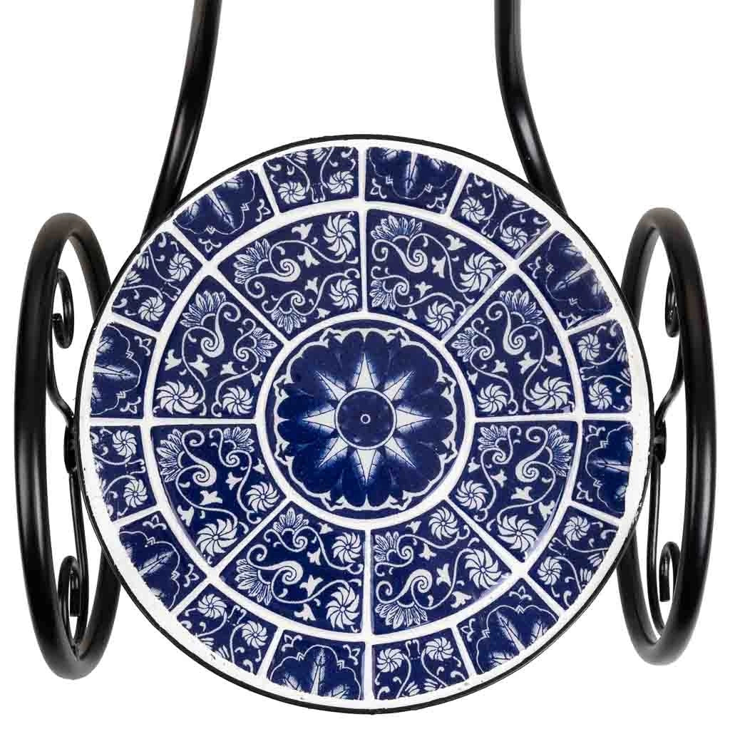 Portavaso bici in mosaico e metallo Blu 53x23,5x36h