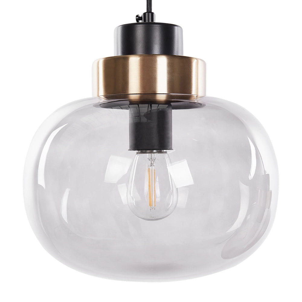 Lampada a sospensione con paralumi rotondi in vetro 4 luci in metallo trasparente grigio stile contemporaneo