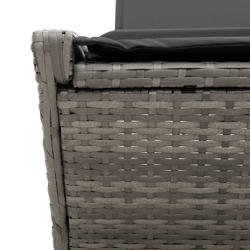 Lettino Prendisole | Sdraio da giardino | Lettino da sole Doppio con Cuscini Grigio in Polyrattan