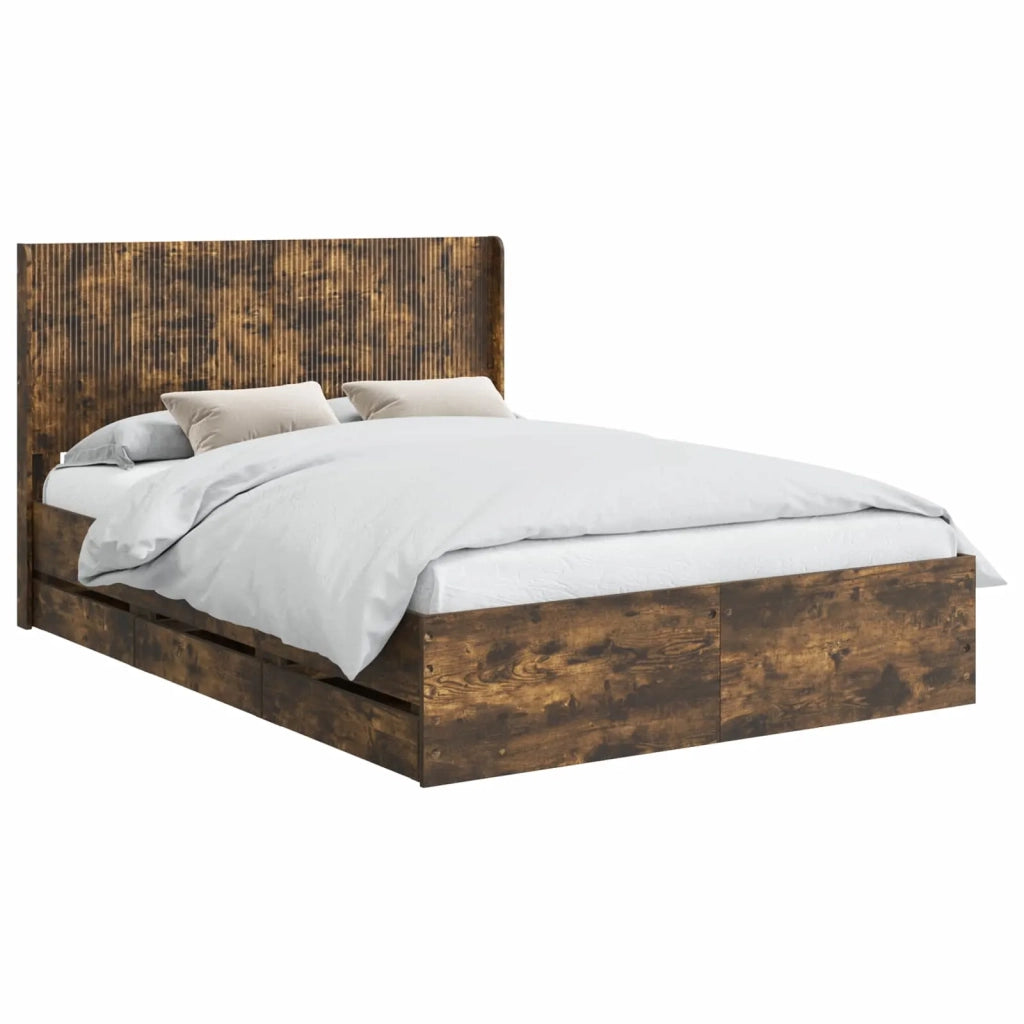 Struttura del letto con stoccaggio e testata Rovere Fumo 3413945