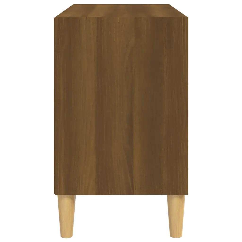 Mobile TV Gambe in Legno Massello Rovere Marrone 69,5x30x50 cm 813148