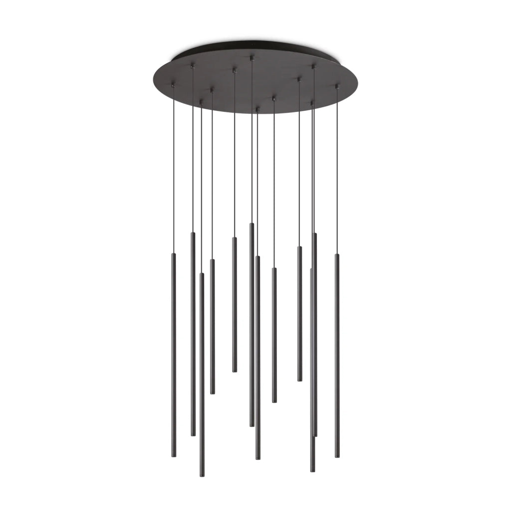 Lampada A Sospensione Look 12 Luci Led Integrato Nero