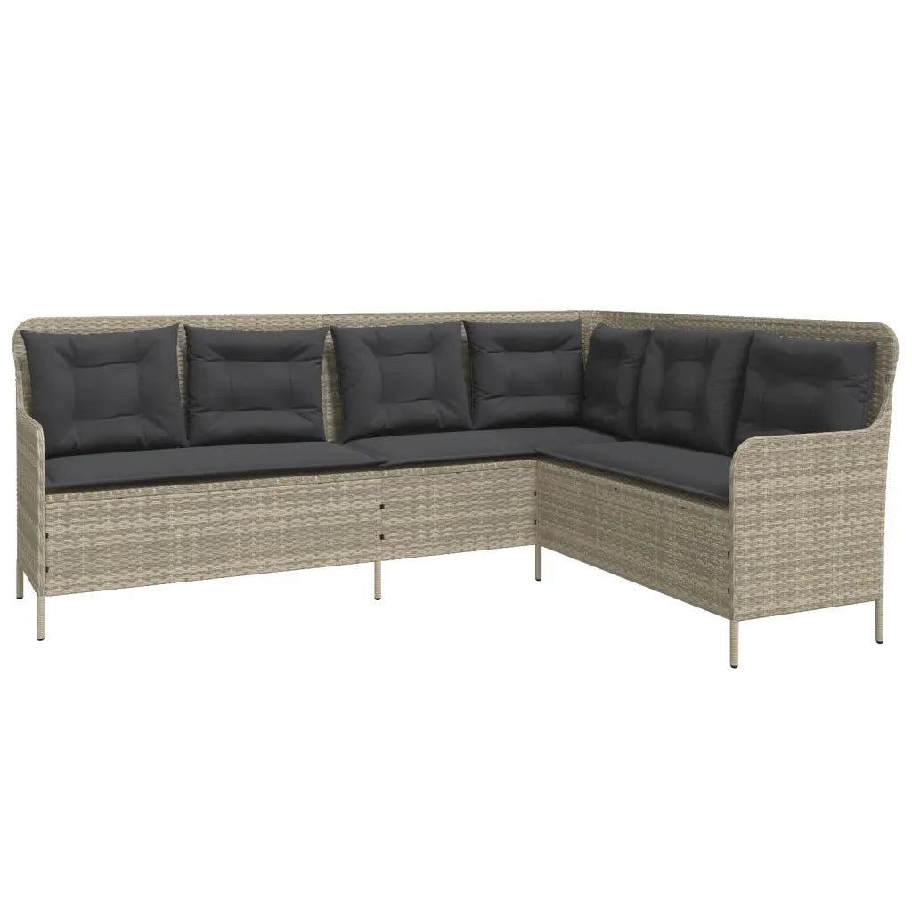 vidaXL Divano da Giardino con Cuscini a L Grigio Chiaro in Polyrattan