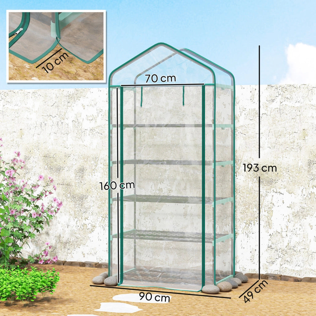 Serra da giardino 5 ripiani in PVC ¨C zephmum ¨C grigio acciaio 90x49x193cm