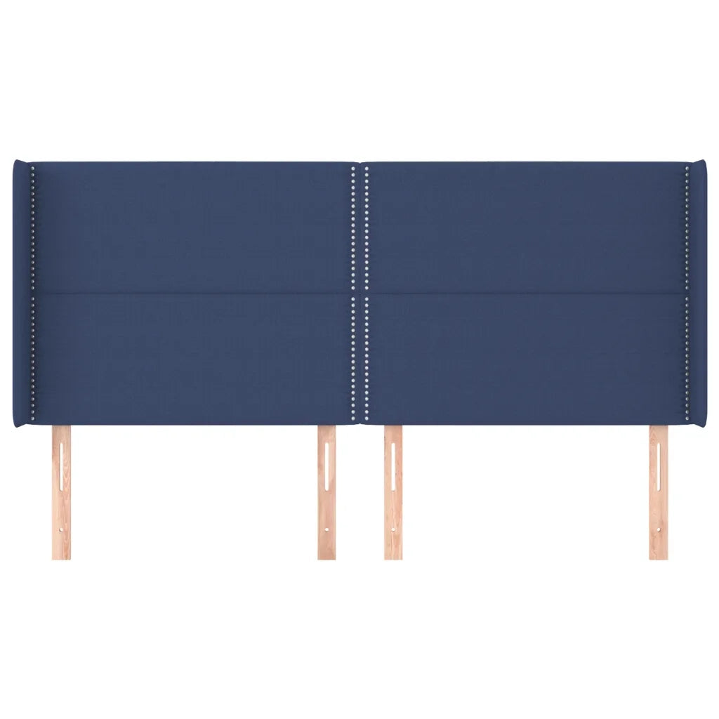 Testiera ad Orecchio-Testata con Orecchie Blu 203x16x118/128 cm in Tessuto 362036