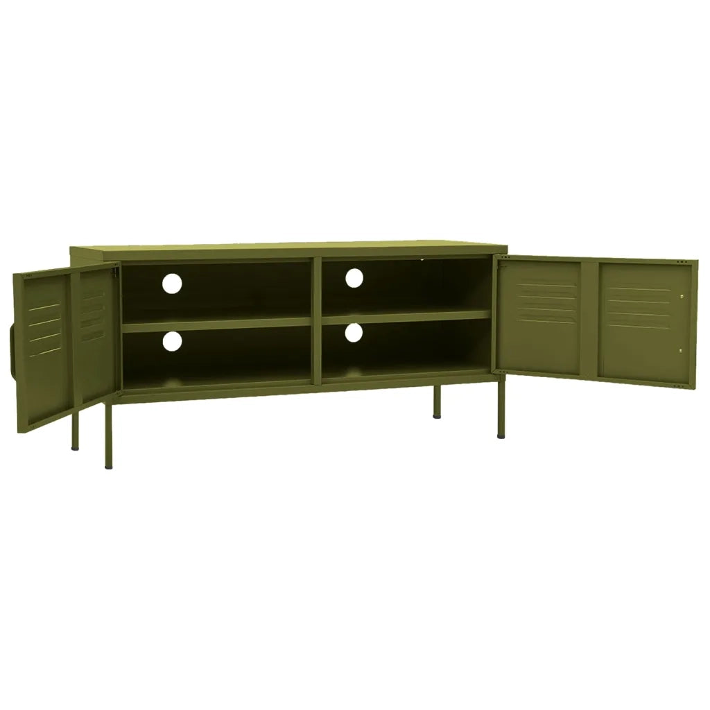 Mobile TV Verde Oliva 105x35x50 cm in Acciaio 336225
