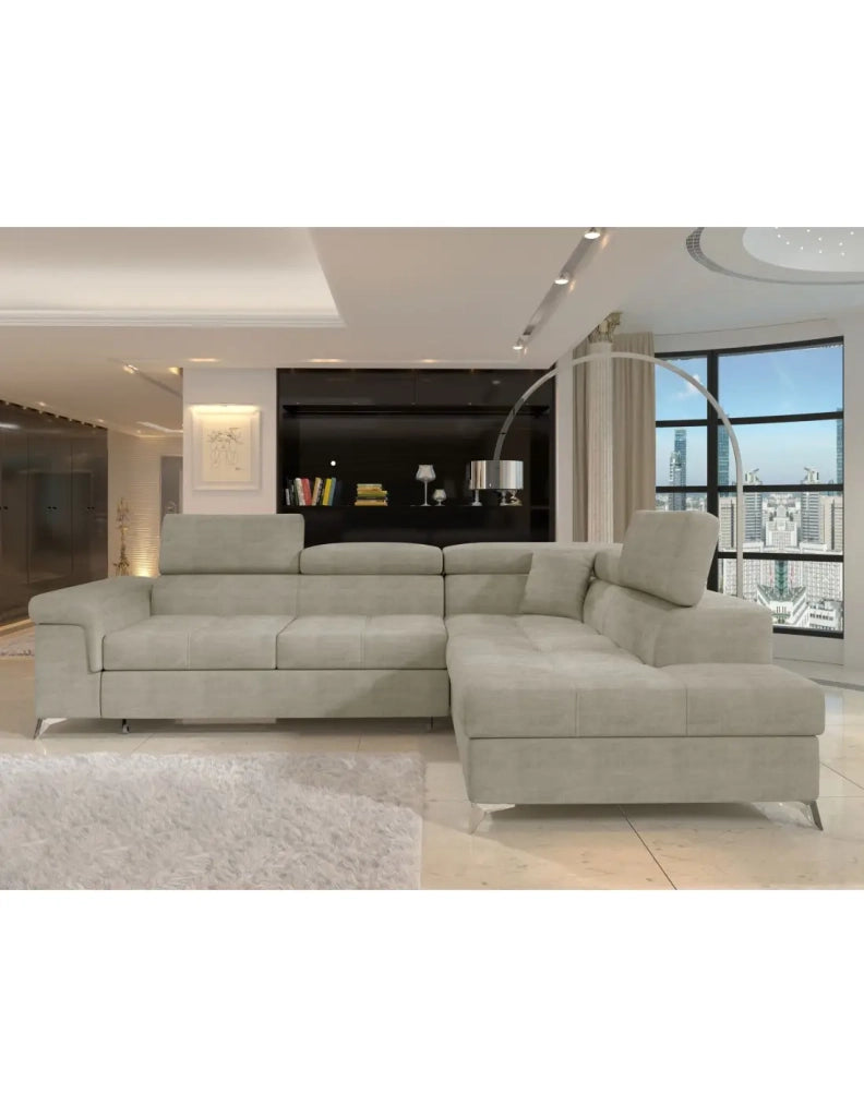 Divano angolare convertibile PALAZZO 4 posti beige – angolo destro con baule