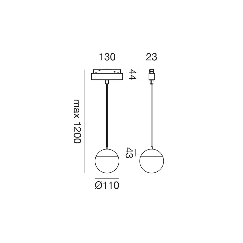 Modulo LED Dimmerabile a Sospensione GFA1940CD 48V 8W 3000K Binario Magnetico Bianco Opaco - Gealuce Illuminazione Interni Alta Efficienza