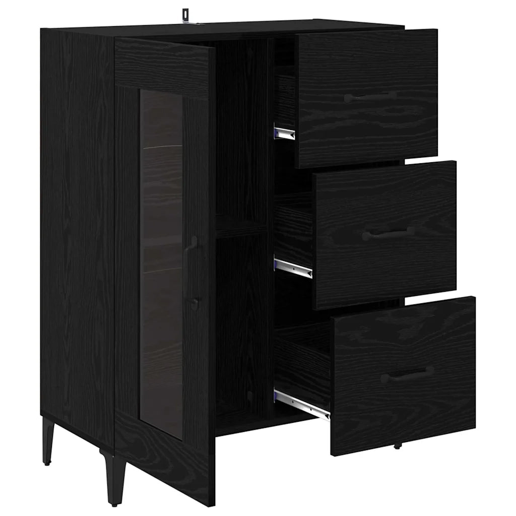 Credenza con Cassetto-Buffet-Armadio da cucina Rovere Nero 69,5 x 34 x 90 cm 377339