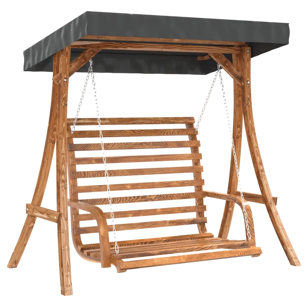 Panca a Dondolo con Tetto Massello di Abete Finitura in Teak 3200628