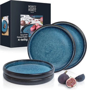 Set di Piatti in Ceramica da 4 - 21 cm - Ideale per Desserti, Torte e Colazione