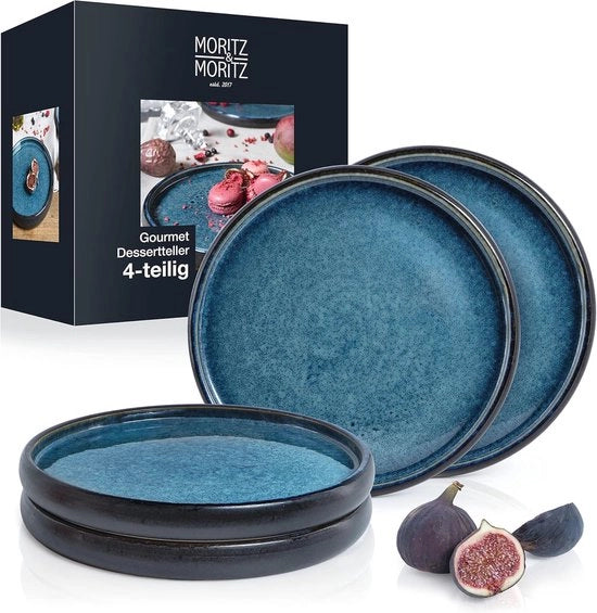 Set di Piatti in Ceramica da 4 - 21 cm - Ideale per Desserti, Torte e Colazione