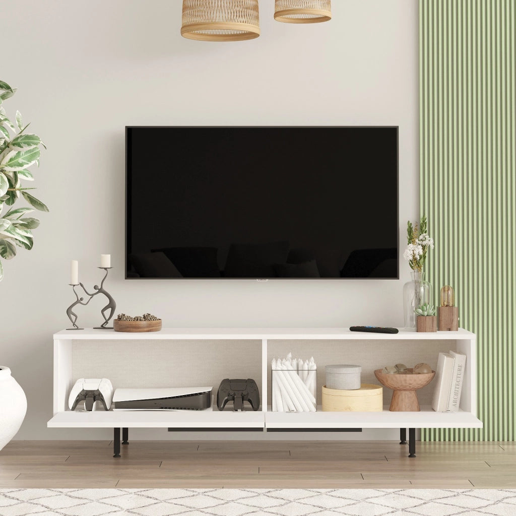 Porta TV in legno "Calvin" - 160 x 35 x 45 cm - Bianco