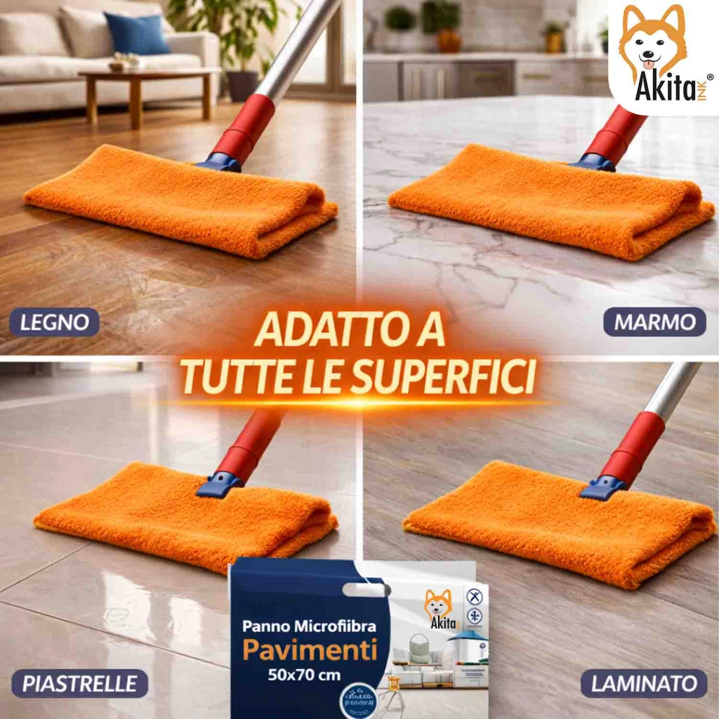 Akitaink Set 3 Panni Microfibra Pavimenti 50x70 cm Multicolore