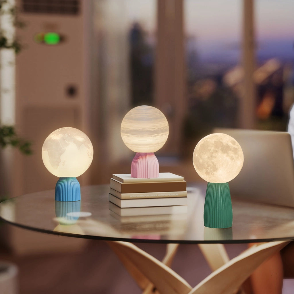 Lampada da comodino 3D set da 3 ¨C Xylo ¨C 3 colori, 10 livelli luminosit¨¤, USB, bianco