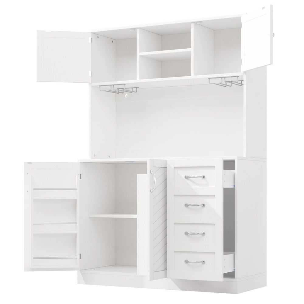 Mobile Buffet con LED, Ante e Cassetti ¨C Xylo ¨C Verde/Nero/Bianco, 120x40x188