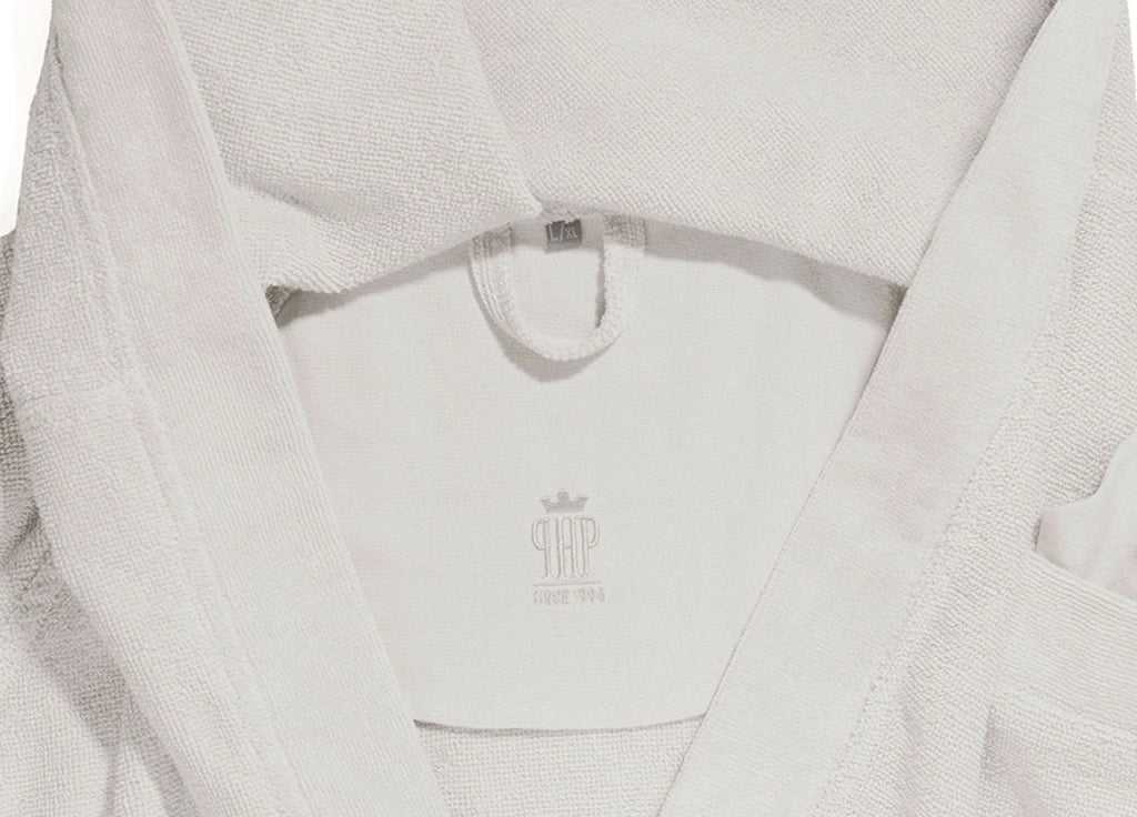 Accappatoio Con Cappuccio E Tasche In Spugna Mod. Joy Tinta Unita Perla - M-L - Perla