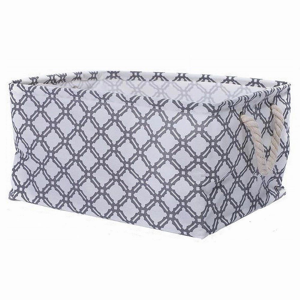 Trade Shop - Cesto Contenitore Porta Biancheria Bucato Manici Tessuto Grigio 43x32x25cm 79208 -