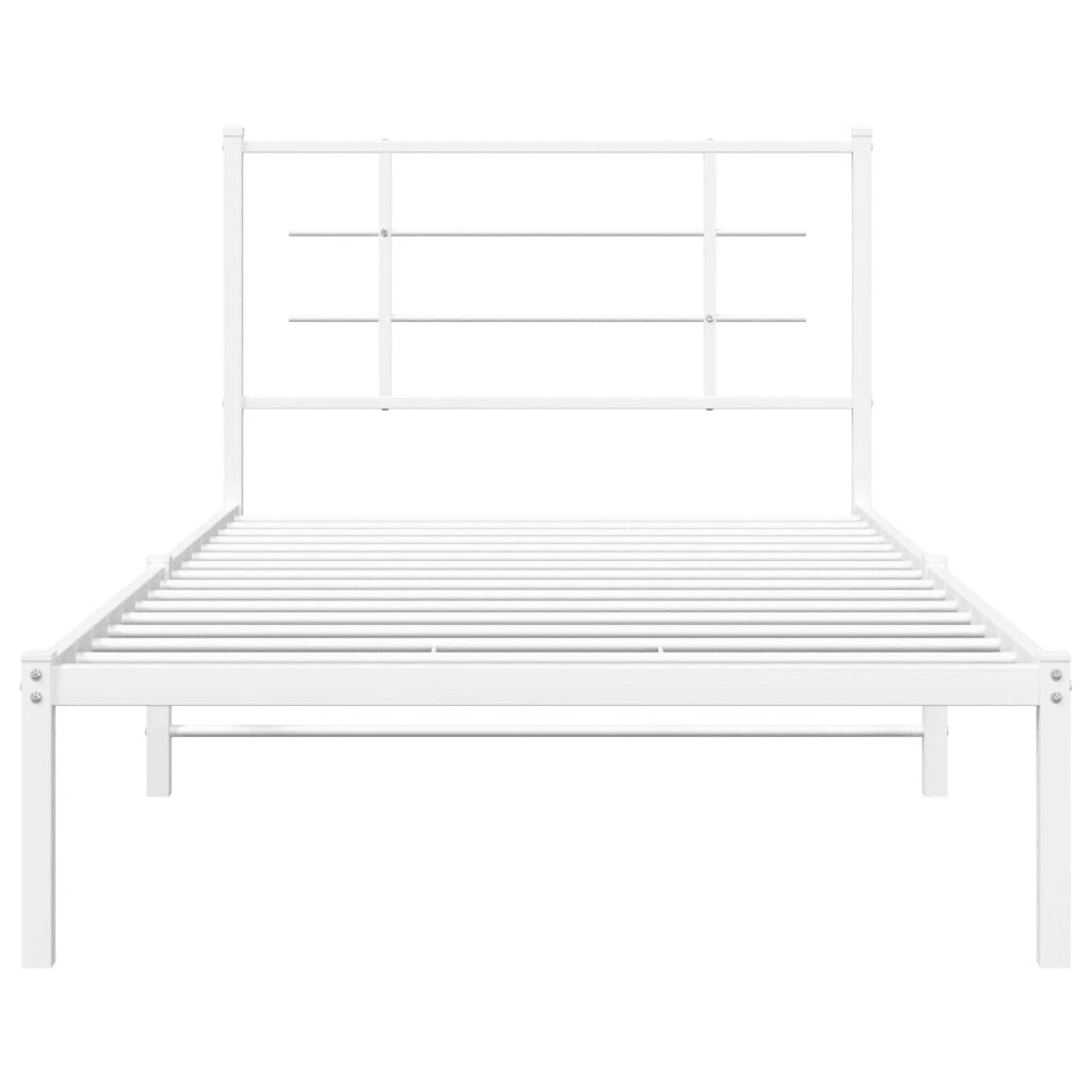 Giroletto con Testiera Metallo Bianco 100x190 cm 355604