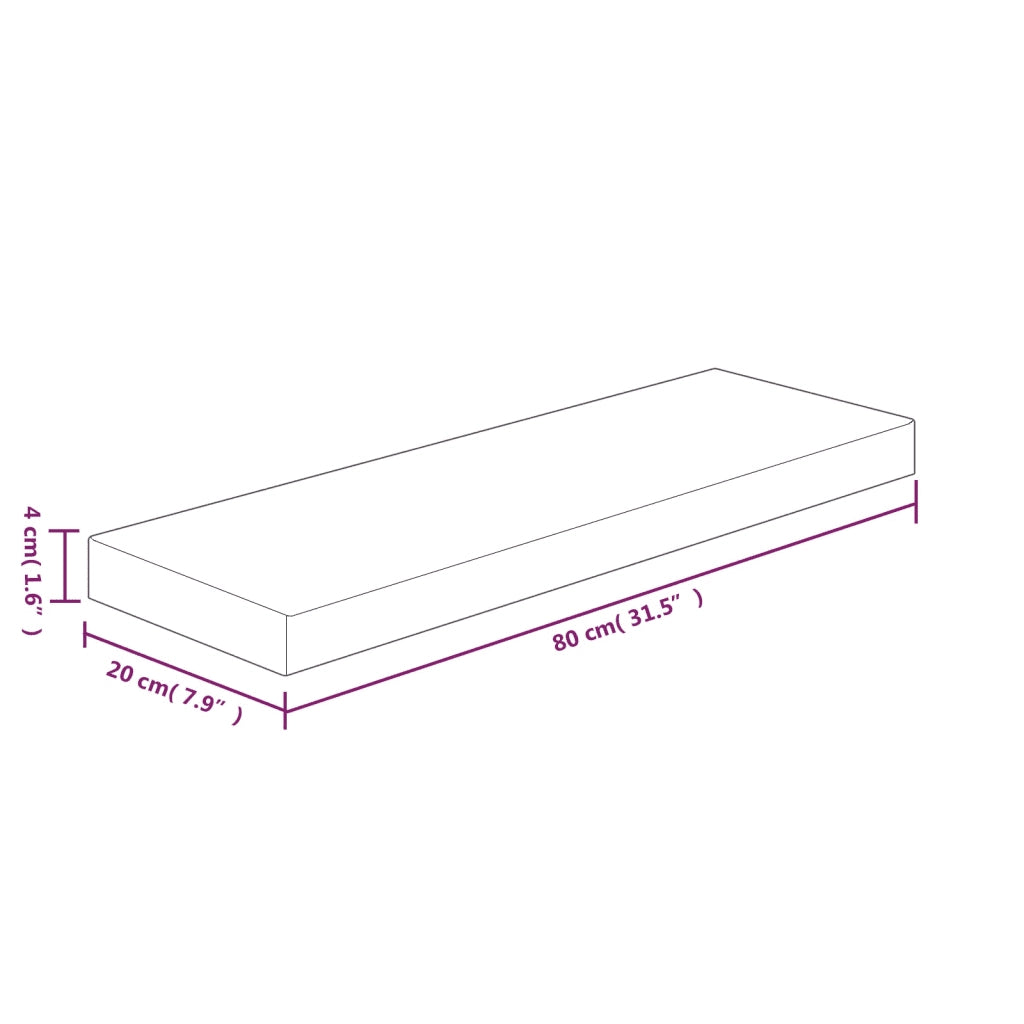 Ripiano 80x20x4 cm Legno Massello di Rovere Non Trattato 342950
