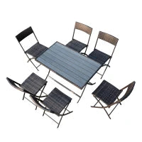 Set Tavolo e Sedie da Giardino 7pz Tavolo da Giardino con 6 Sedie Pieghevoli Mobili da Esterno Polyrattan