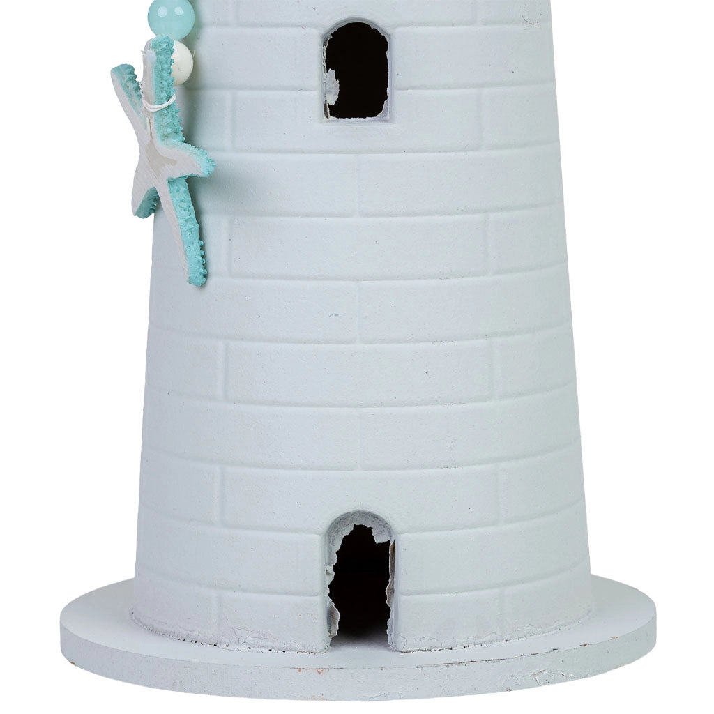 Figura decorativa faro legno bianco 15.5x15.5x50h cm