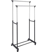 Trade Shop - Stand Appendiabiti Allungabile In Acciaio Telescopico Ruote Doppio L80xh95-170cm -