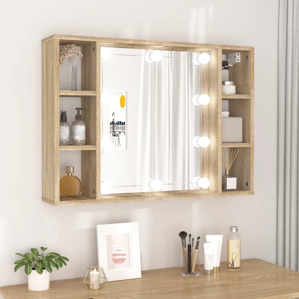 Mobile a Specchio con LED Rovere Sonoma 76x15x55 cm CFW3244875