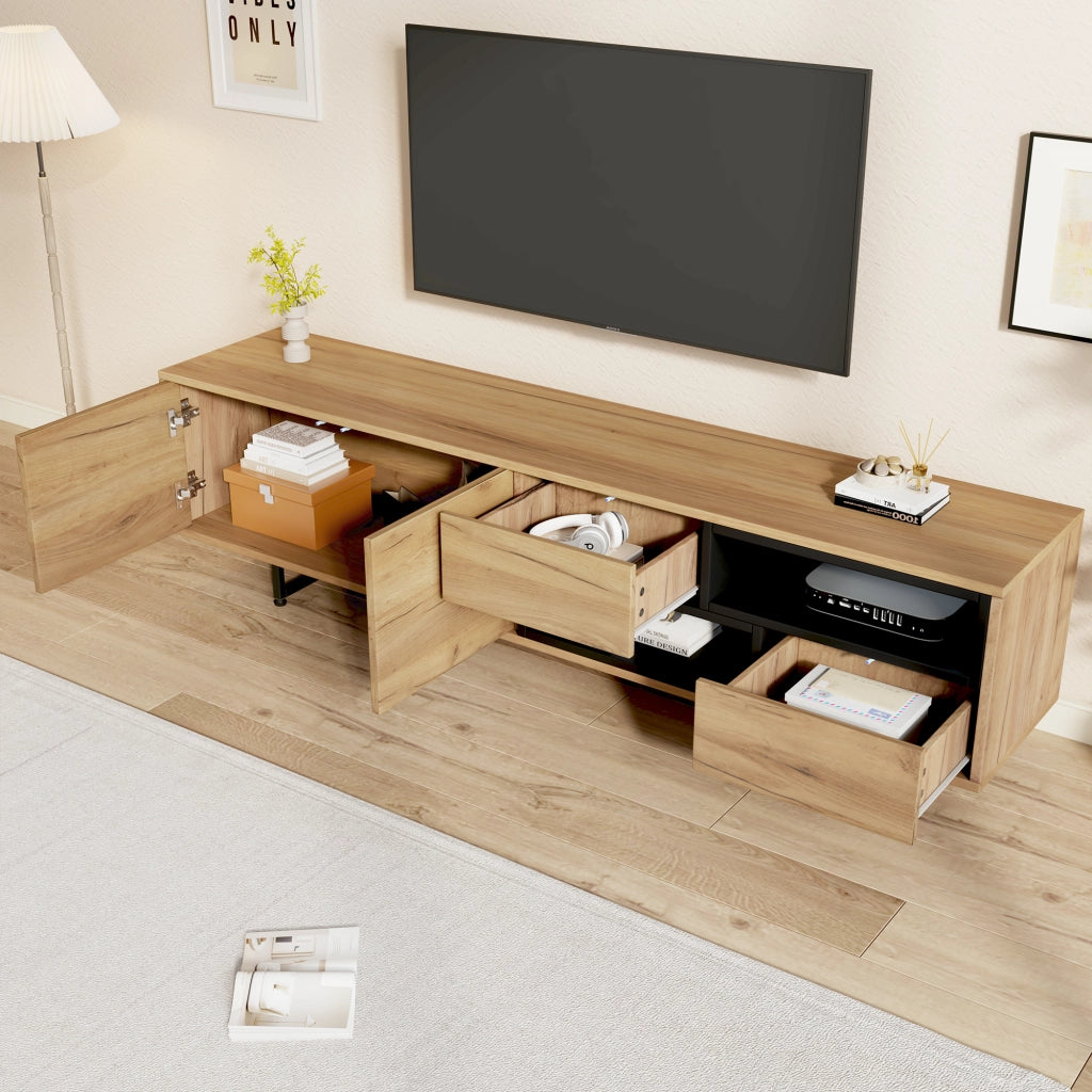 Cassettiera per TV legno chiaro in truciolare 173 x cm