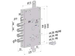 SERRATURA TRIPL. APPLIC.P/PORTE BLIND. CIL.EU REV. INT.28 TOPGEAR 1651- (1651SCR0328CXX) - 1 pezzi SECUREMME