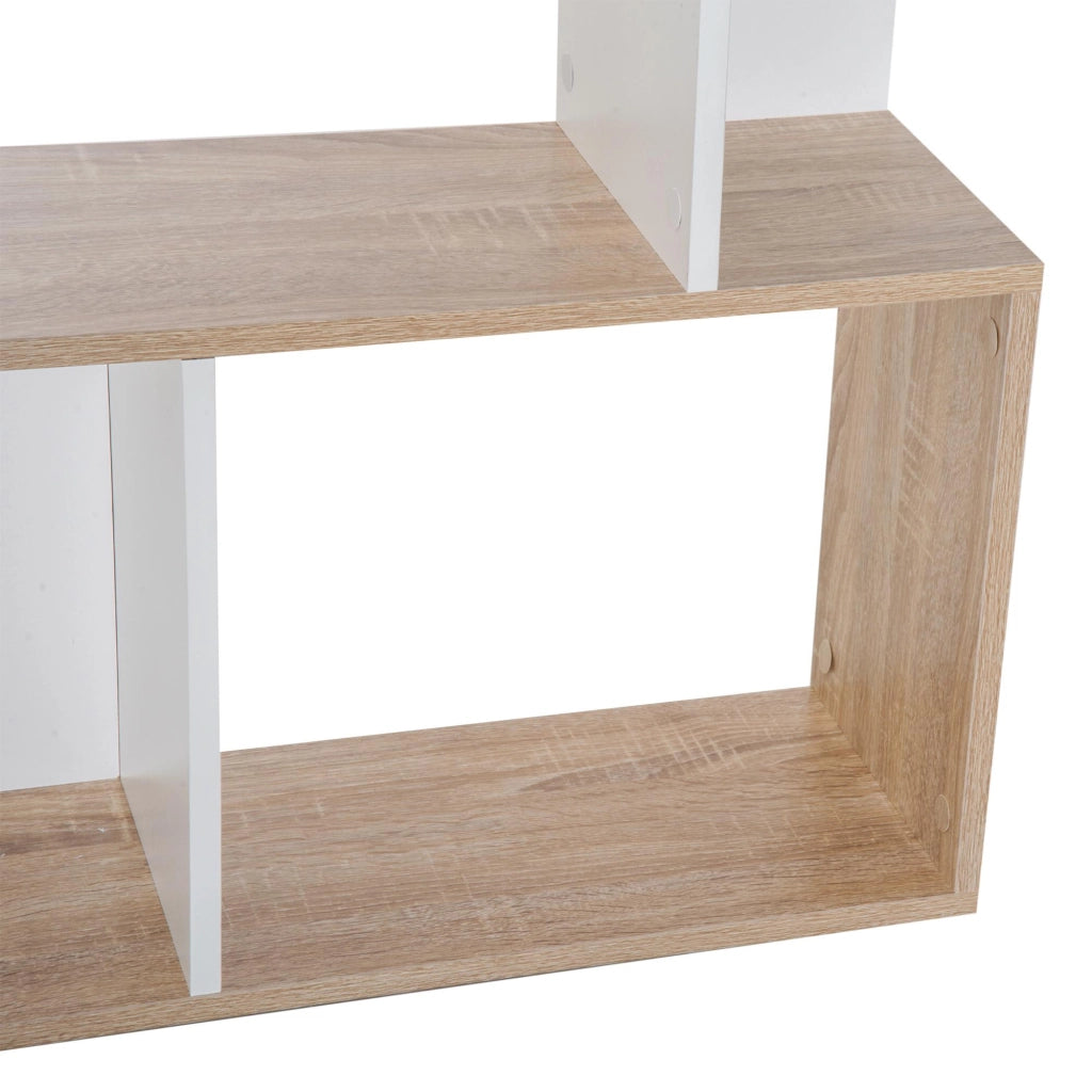 Libreria di Design Moderno 4 ripiani Legno Naturale e Bianco 60x24x148 cm