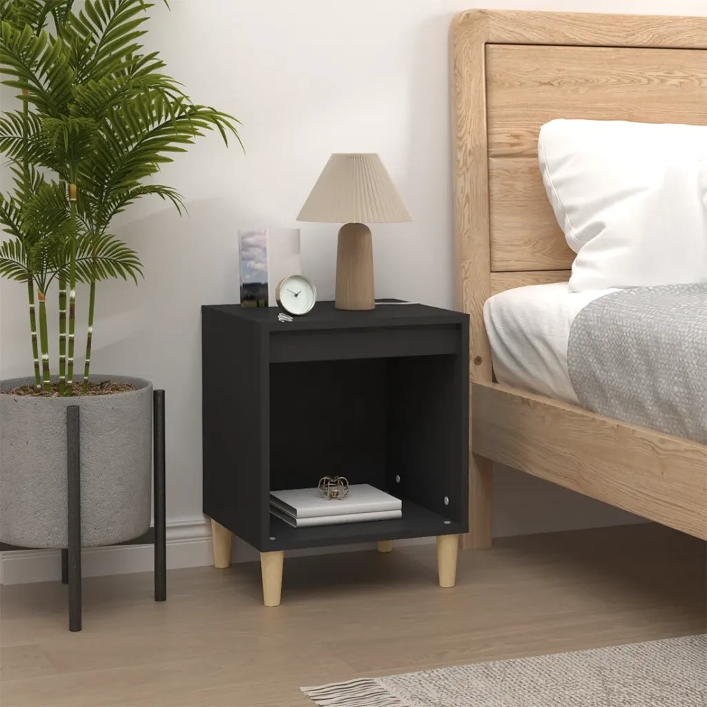 Comodini 2 pz-Set di 2 Tavolino da notte Nero 40x35x50 cm 156723