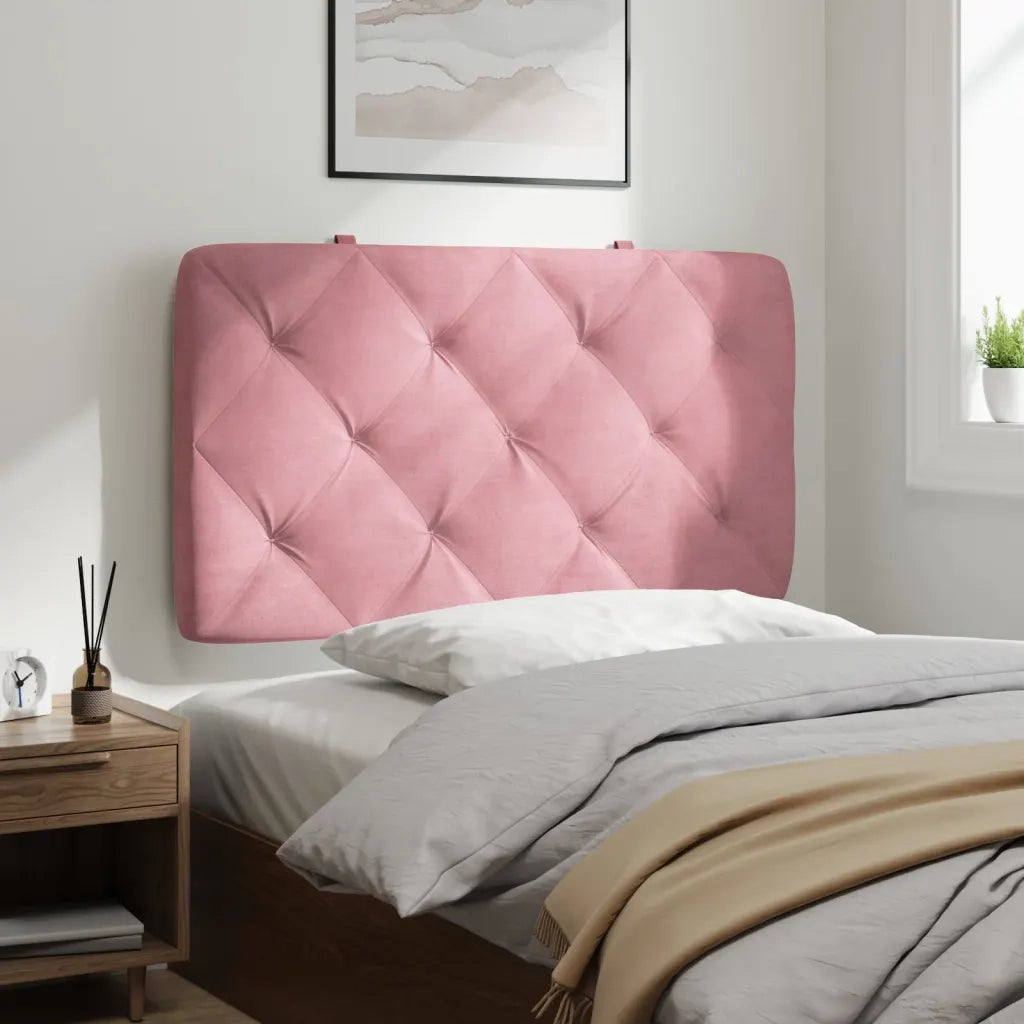 Coussin de tête de lit rose 90 cm velours