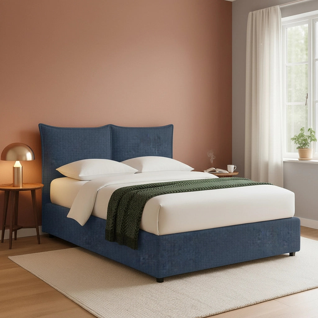 Malton, Letto Piazza e Mezza Sfoderabile Made in Italy, blu
