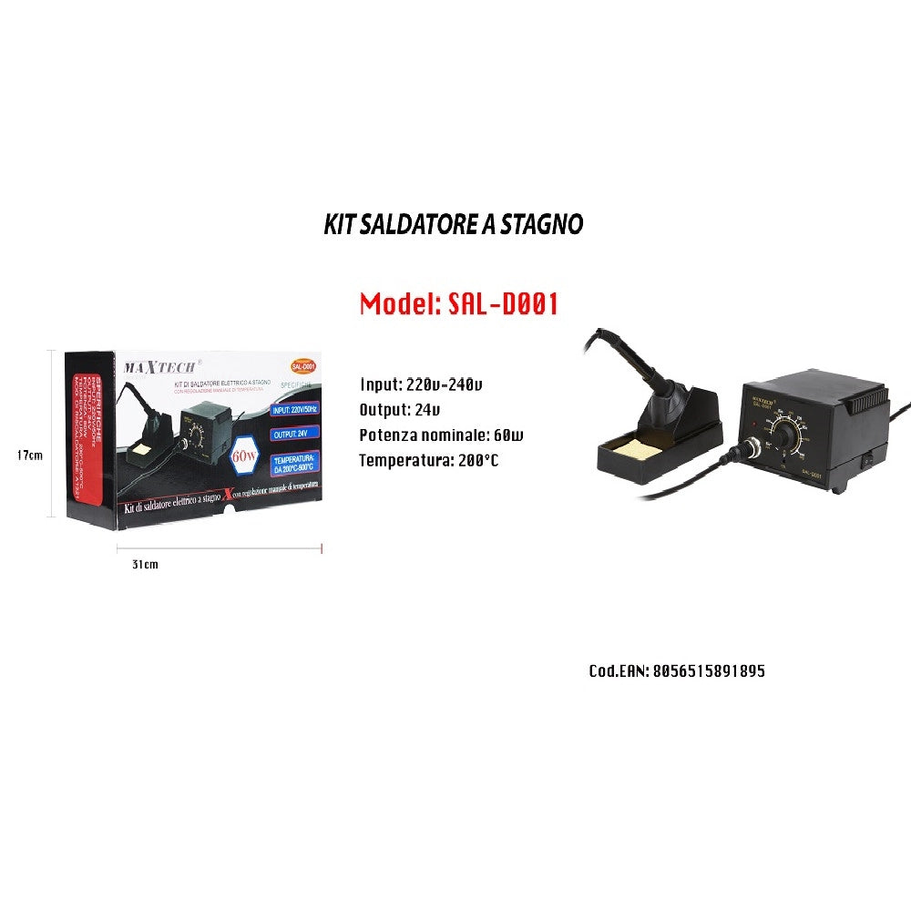 Trade Shop - Saldatore Stazione Saldante Stagno 60w 220v Regolazione Manuale Maxtech Sal-d001 -